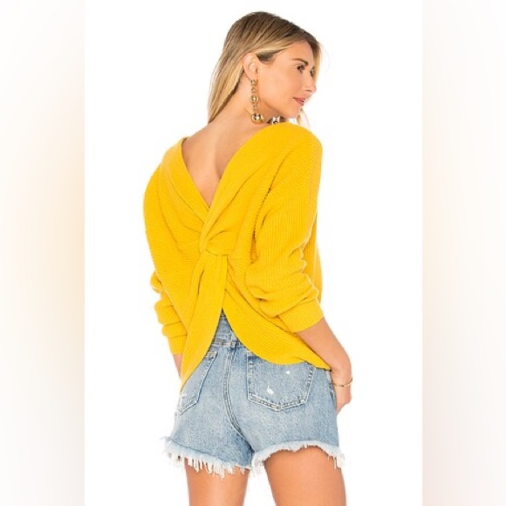 Revolve / Endless Rose Yellow Back Detail Sweater Size XS